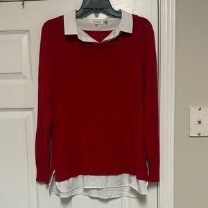 Calvin Klein Red Pullover with White Trim